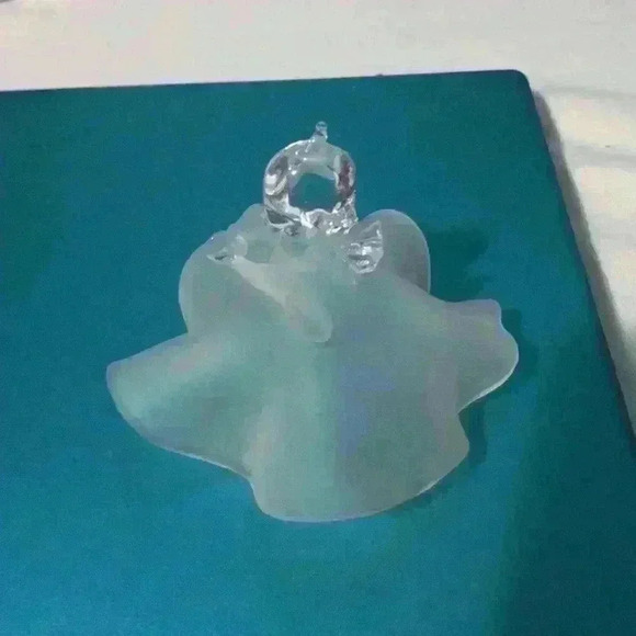 None Other - Unmarked clear and frosted blown glass angel praying girl decoration Christmas